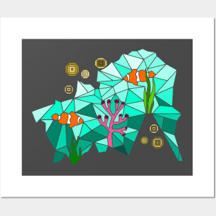 Geometric clown fish Posters and Art